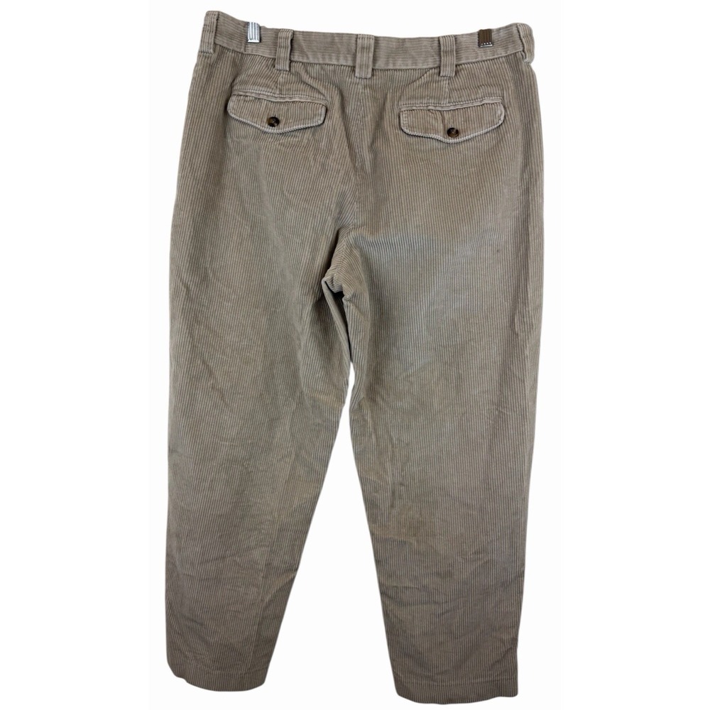 LL Bean Men's Beige Corduroy Flat Front Pants Size‎ 36x30 - Picture 2 of 7